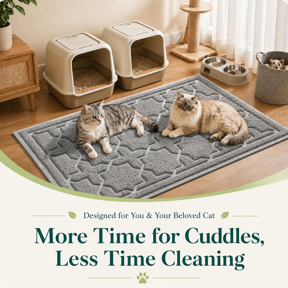 Waterproof Cat Litter Trap Mat, 35.4" x 23.6", Dark Grey