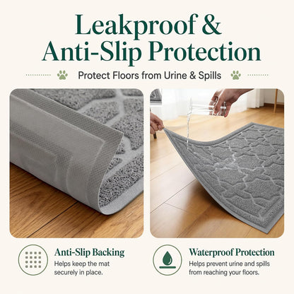 Waterproof Cat Litter Trap Mat, 35.4" x 23.6", Dark Grey