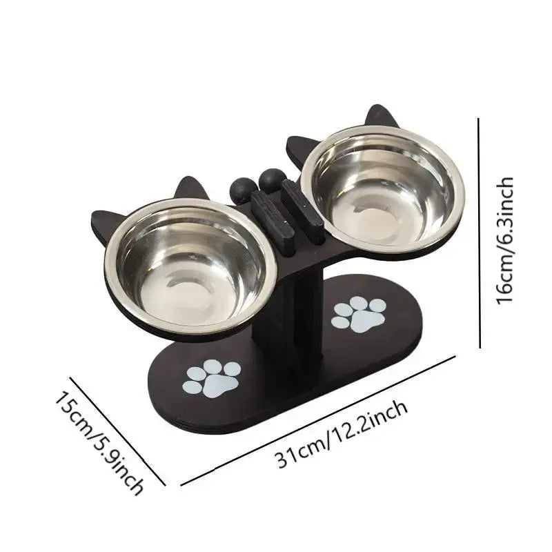 Elevated Cat Feeding Station with Multi-Tier Design, Featuring 3 Stainless Steel Bowls and Stands, Easy Assembly, and Portable for Cats and Dogs