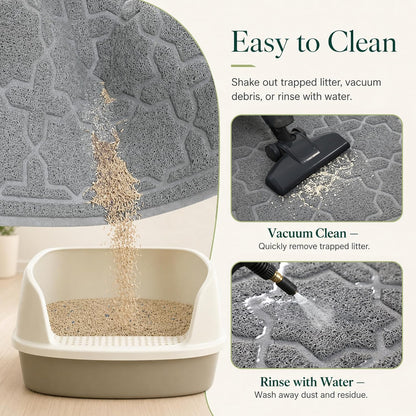 Waterproof Cat Litter Trap Mat, 35.4" x 23.6", Dark Grey