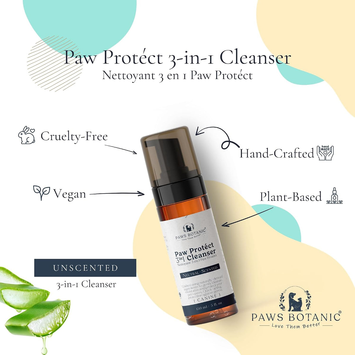 Paw Protéct 3-In-1 Foam Cleanser | Dog Paws Cleaner for Daily Use | Pet Paw Cleaner for Dogs – No-Rinse Paw Cleaner for Dogs & Puppies