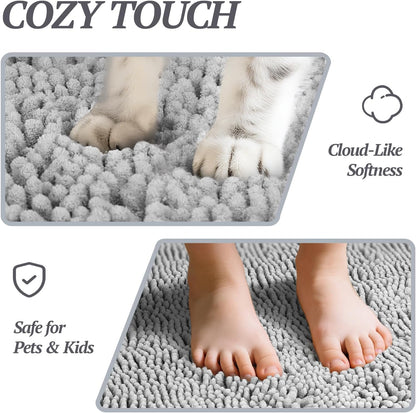 Dog Door Mat Absorpmax Dog Mat for Muddy Paw, 31 × 20", Grey