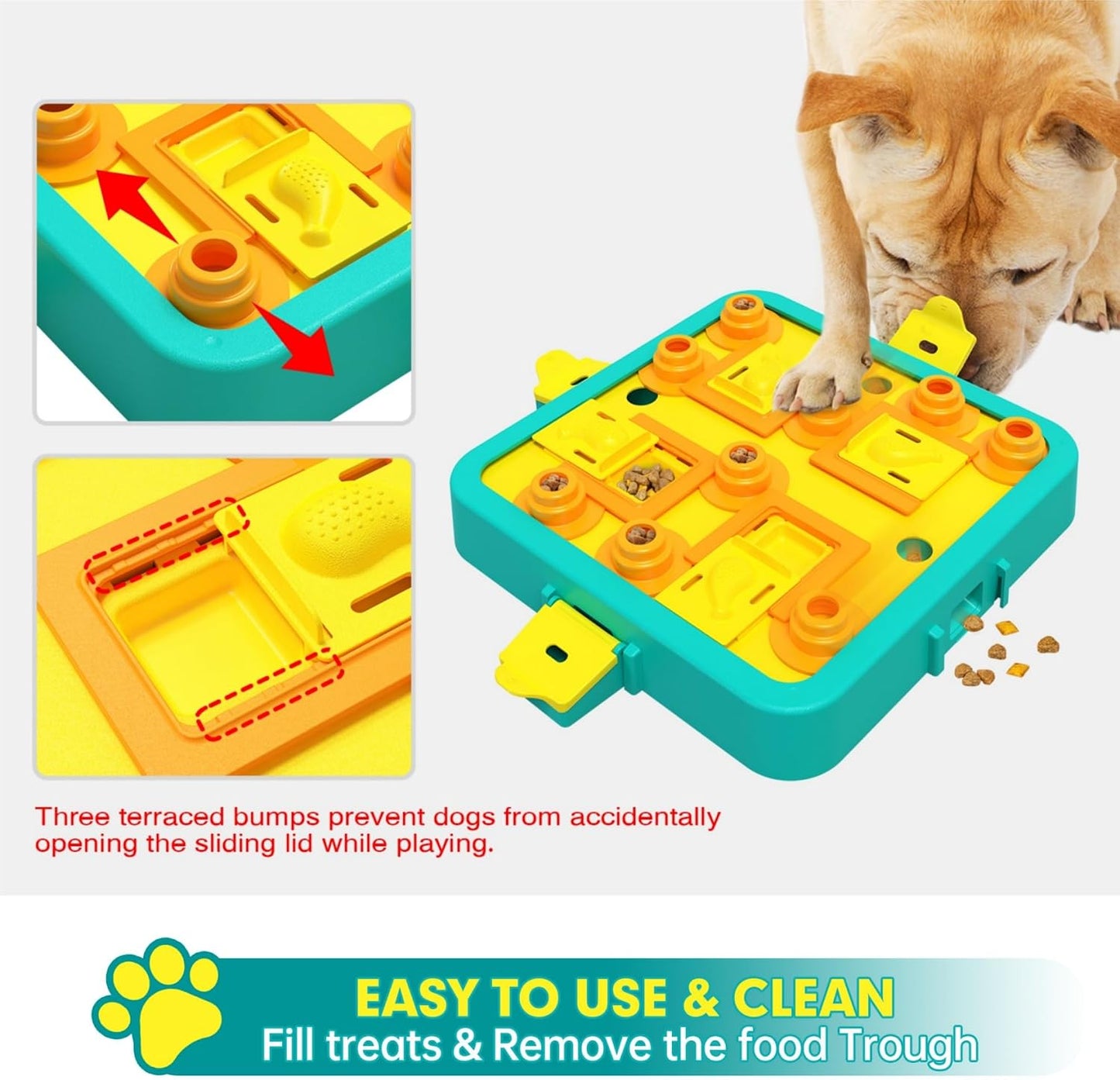 Dog Puzzle Toy Mental Stimulation - Level 3 in 1 Dogs Food Feeder Puzzle, Dog Treat Puzzle Feeder (Advanced-Blue Board)
