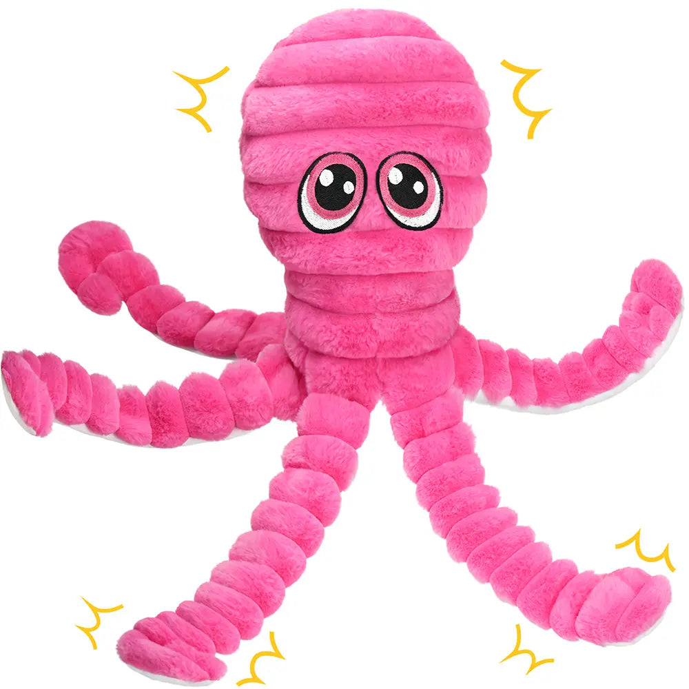 Prime Pets Dog Toys for Large Dogs, 27” Extra Large Plush Octopus Dog Toy, Crinkle Squeaky Dog Toys for Small Medium Large Dogs, Tug of War Dog Chew Toy, Yellow