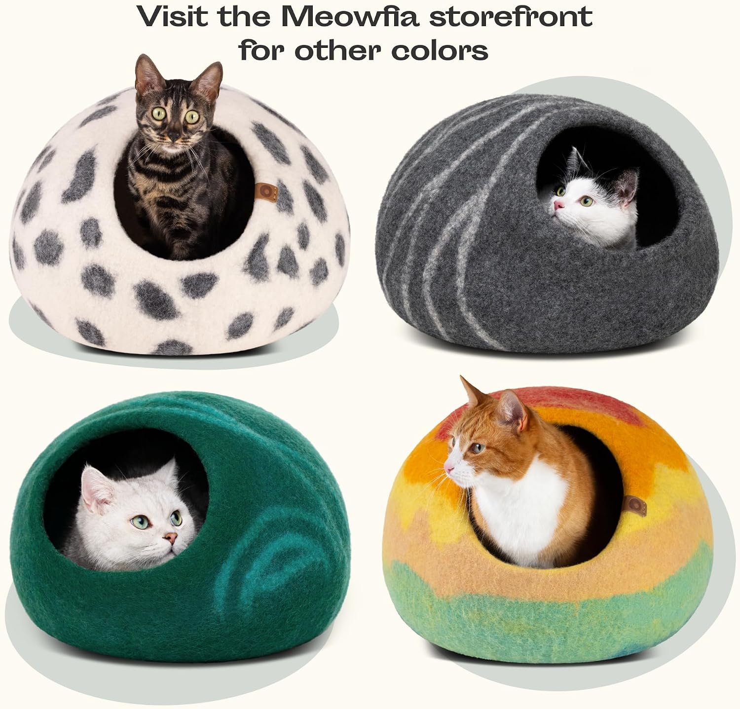 Cat Cave - Merino Wool Bed for Indoor Cats (Slate Grey, Large)