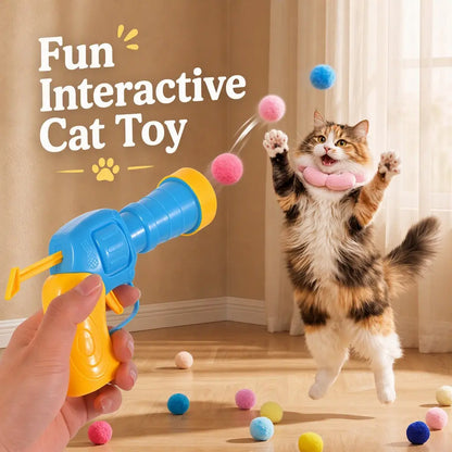 Interactive Cat Toy Launcher Set - Includes 1 Launcher and 30 Plush Balls, Durable and Battery-Free, Promotes Indoor Exercise and Alleviates Boredom, Perfect Gift for Kittens and Adult Cats