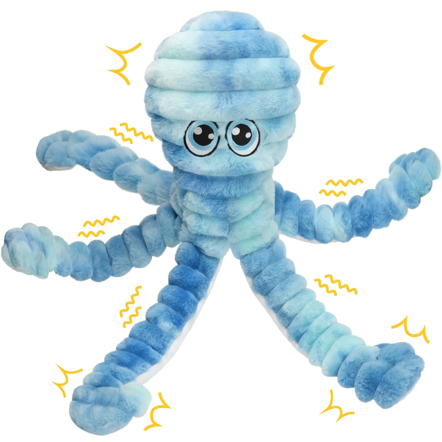 Prime Pets Dog Toys for Large Dogs, 27” Extra Large Plush Octopus Dog Toy, Crinkle Squeaky Dog Toys for Small Medium Large Dogs, Tug of War Dog Chew Toy, Yellow