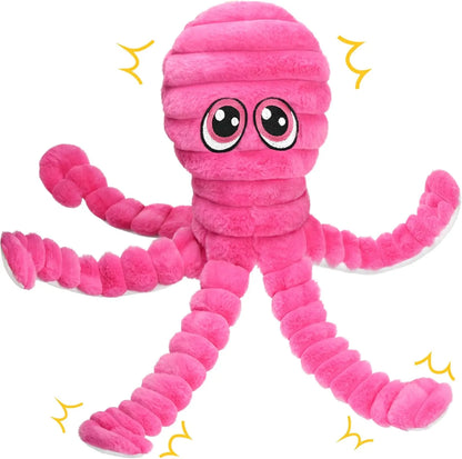 Prime Pets Dog Toys for Large Dogs, 27” Extra Large Plush Octopus Dog Toy, Crinkle Squeaky Dog Toys for Small Medium Large Dogs, Tug of War Dog Chew Toy, Yellow