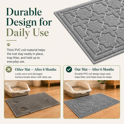 Waterproof Cat Litter Trap Mat, 35.4" x 23.6", Dark Grey