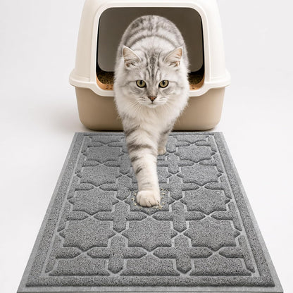 Waterproof Cat Litter Trap Mat, 35.4" x 23.6", Dark Grey